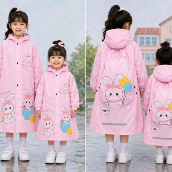 Premium Waterproof Kids Raincoat Pink