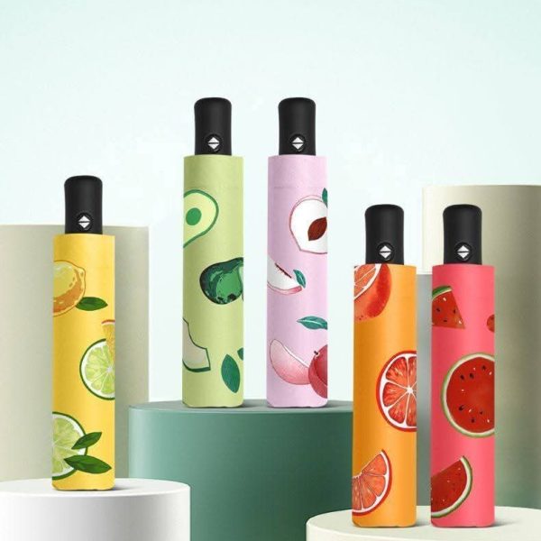Vibrant Fruit-Print Compact Travel Umbrella
