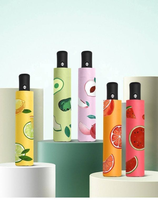 Vibrant Fruit-Print Compact Travel Umbrella