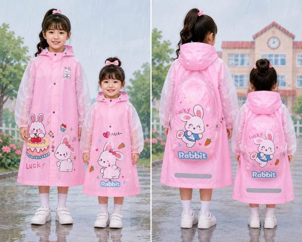 Waterproof Kids Raincoat Pink