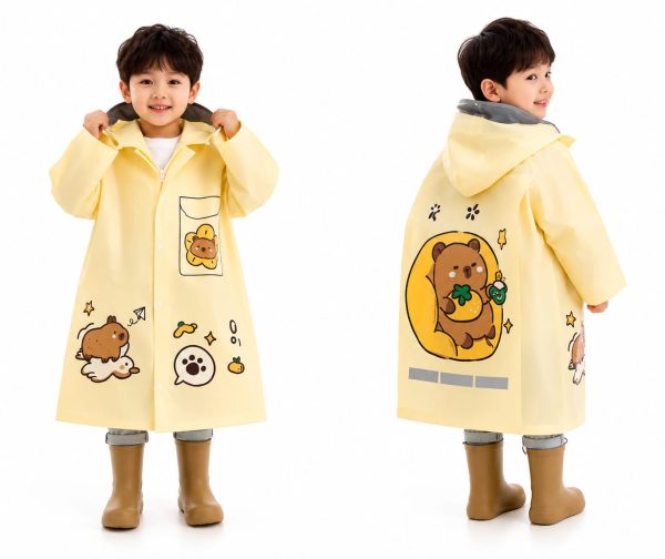 Cute Bear-Themed Waterproof Kids' Raincoat