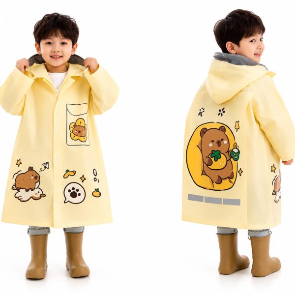Cute Bear-Themed Waterproof Kids' Raincoat